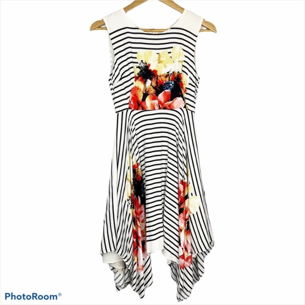 EUC Anthropologie Corey Lynn Calter Striped Floral Asymmetric ah Dress